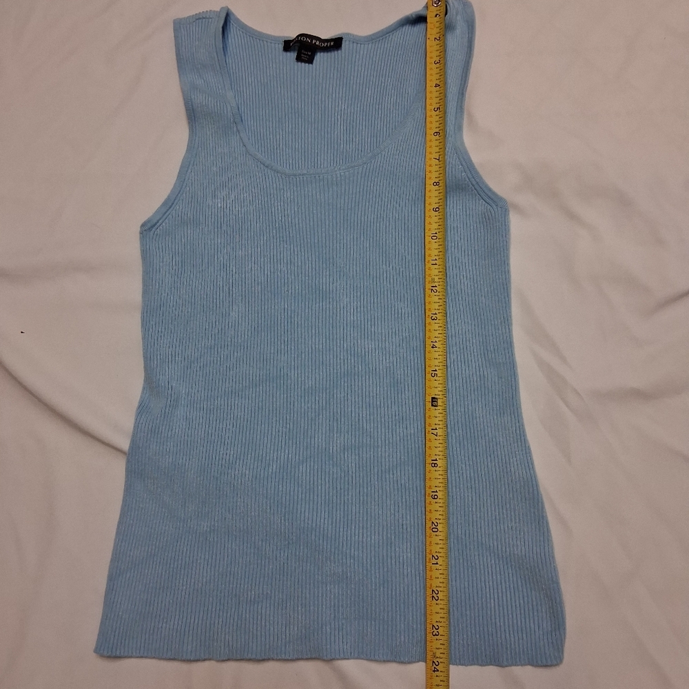 Boston Proper Light Blue Ribbed Tank Top Women Size M - Picture 10 of 12